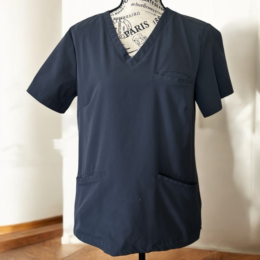 Medelita Grey Scrub Medical Nurse Workwear Top Size Small